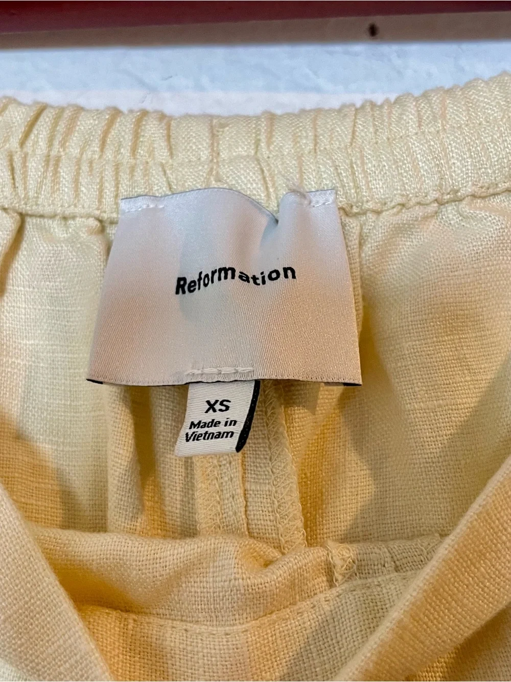 Reformation XS Linen Relaxed Wide Leg Pants Light Yellow